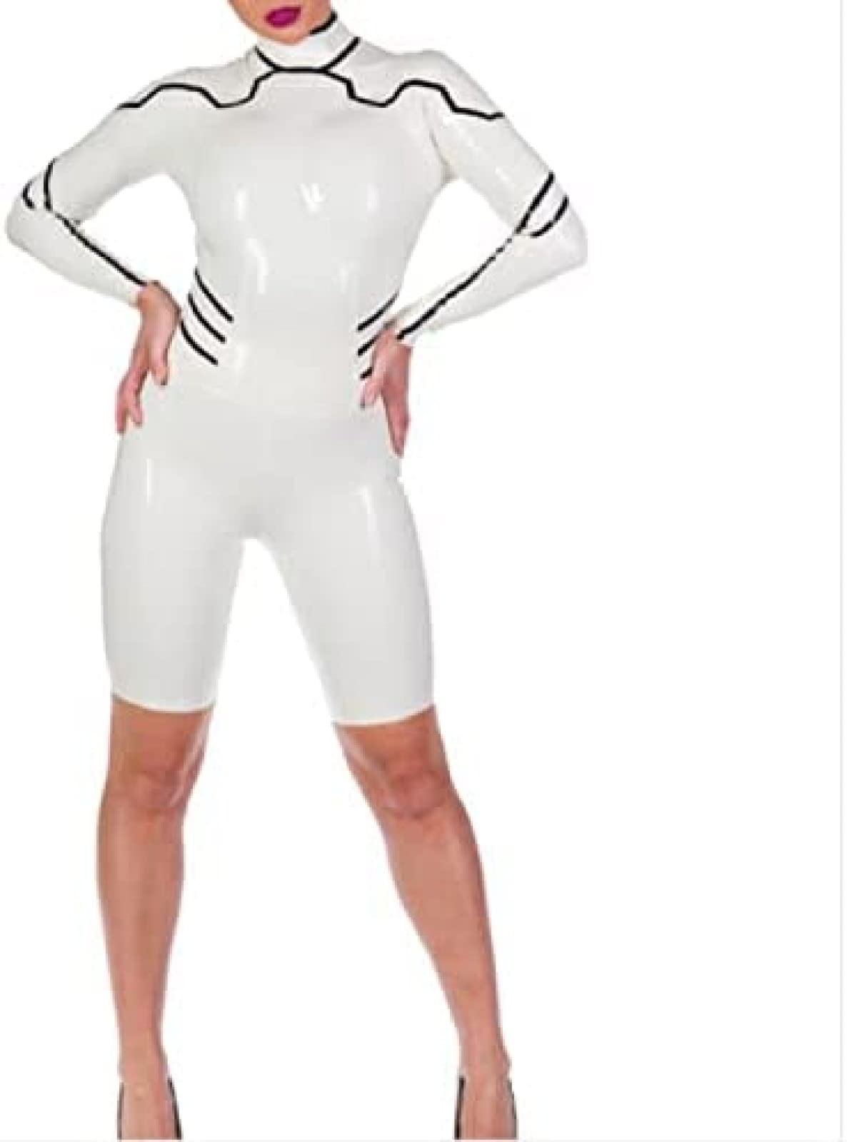 Catsuit De Goma De Látex, Mallas De Yoga Para Mujer, Mono XS-XXL,En Blanco Y Negro,S