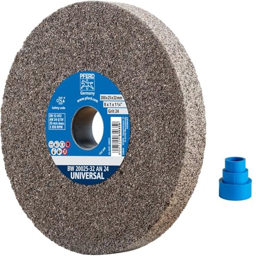 PFERD TOOLS Schleifbockscheibe UNIVERSAL, 200x25x32mm, A24, 39008440 – Harte Schleifscheibe für universelle Schleifaufgaben, mit Reduzierhülsen (25/20/16mm)