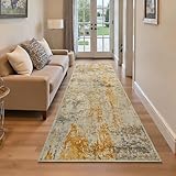 Alfombras de pasillo de 2 x 6 pies color beige para pasillos, alfombra de cocina antideslizante lavable color café largo...