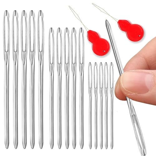 Image of 15Pcs /3Sizes Large Eye Blunt Yarn Needles kit, Knitting Needles, Yarn Needles, Quilting Needles with 2 Threaders, Weaving Stringing Needles for Knitting Crochet