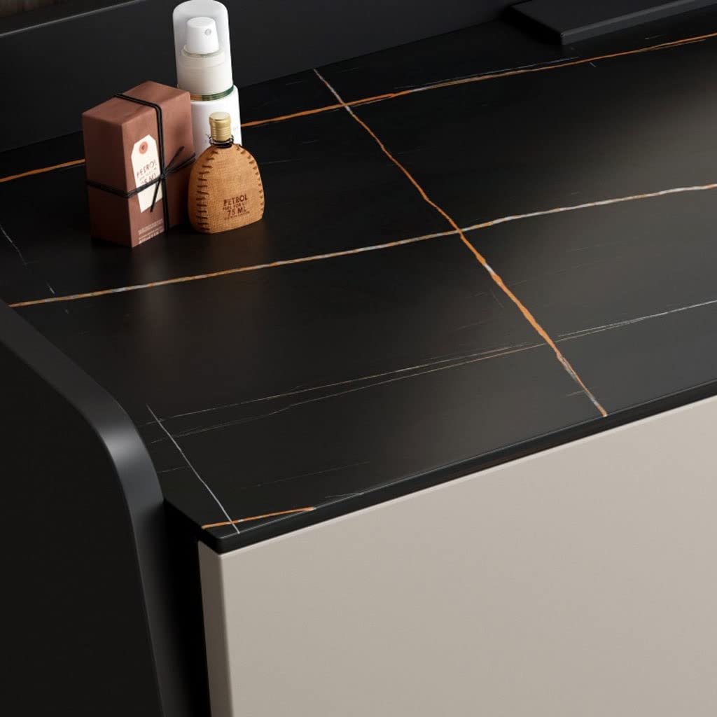 Tavolo da trucco con touch screen, elegante design in ardesia, specchio illuminato con cassetto, elegante tavolo da toeletta per camera da letto, stazione di trucco moderna per gli amanti della