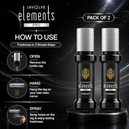 Image of Involve Elements Pro - Star Dust Car Perfume Spray - Pack of 2-30 Ml Each | Premium Luxury Car Air Freshener | 200+ Sprays Each | Long-Lasting Car Fragrance | Car Accessories 2026