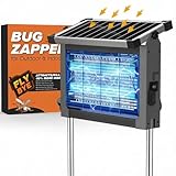 Solar Bug Zapper Outdoor, Jinyeda 4500V Mosquito Zapper Rechargeable, Cordless Electric Mosquito Killer, Waterproof Fly Insect Zapper Portable for Indoor Camping Garden Patio