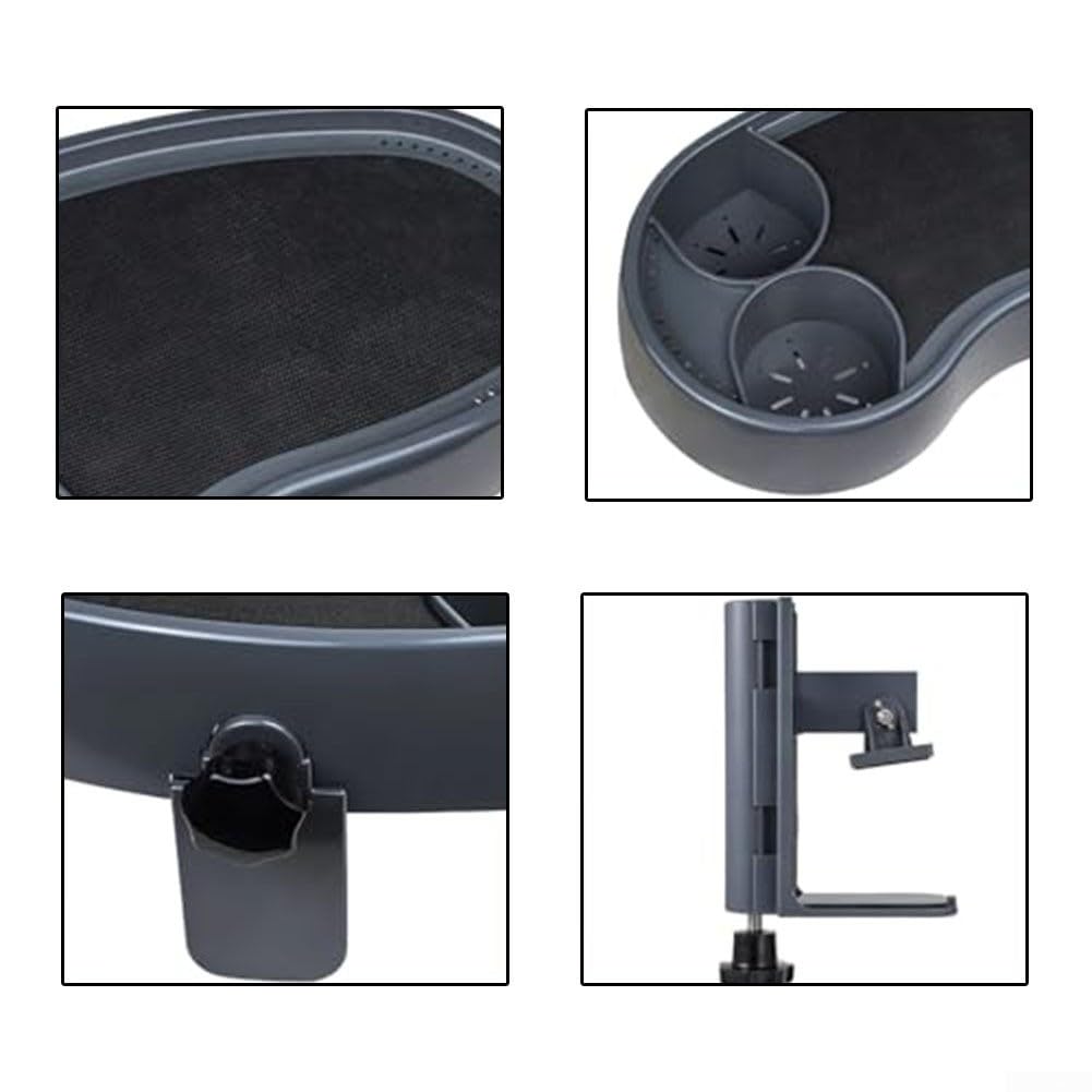 Bandeja para bañera de hidromasaje, 40 cm, color negro, con clip ajustable, antideslizante para la superficie, portavasos dobles para bebidas, teléfono, aperitivos, relajante tiempo de baño
