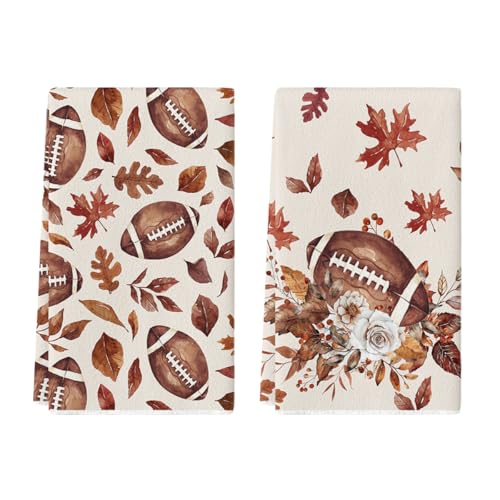 Artoid Mode Leaves Flower Football Fall Kitchen Towels Set of 2 18x26 Inch by Artoid Mode - Used condition - US$4.01