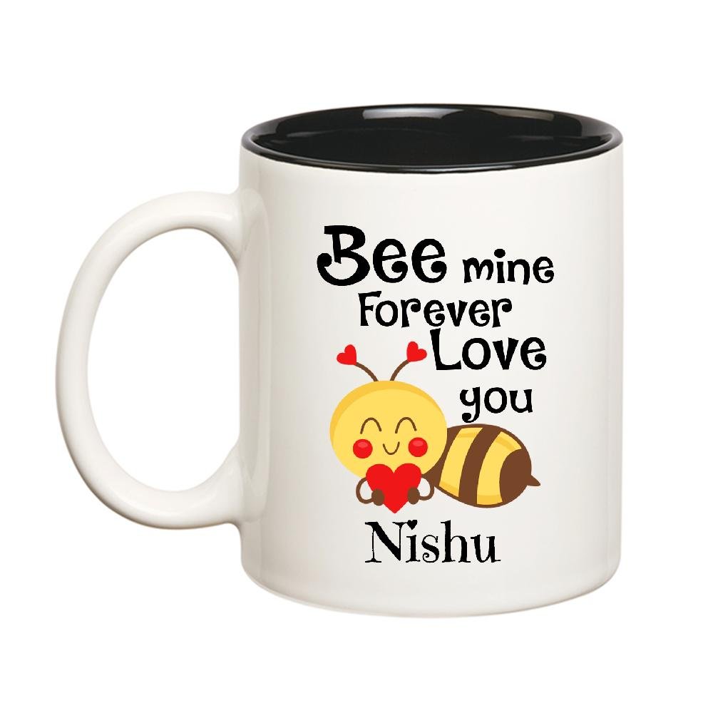 Huppme Love You Nishu Bee Mine Forever Inner Black Mug