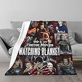 SHELAR Horror Movie Blanket, Halloween Flannel Throw Blanket Warm Lightweight Comfort, Christmas Party Ghost Decorated Bed Sofa Bedroom Living Room, Outdoor Horror Blanket (50'x40')