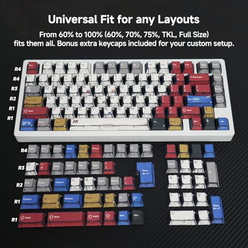 Image of 137 Versatile PBT Keycaps, No Tearing, Never Fade & Non-Slip, Vibrant RGB Backlit Keycaps for Mechanical Keyboard (Typing, Gaming, Anime Passion) Ergonomic (Doubleshot MX, Fit All Layout)