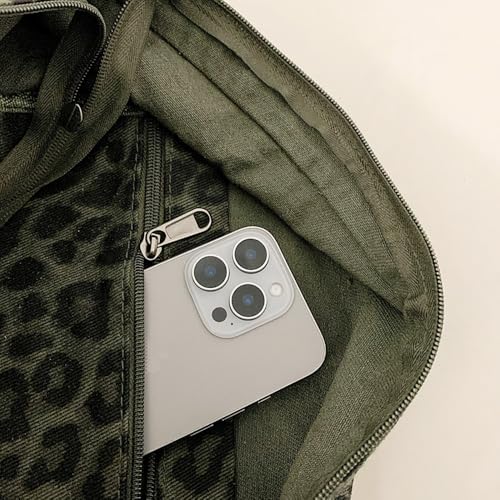 Image of Cotton Tote Handbag Women Canvas Crossbody Beach Bag Hobo Shoulder Tote Bag with 3 External Pocket,Zipper Closure