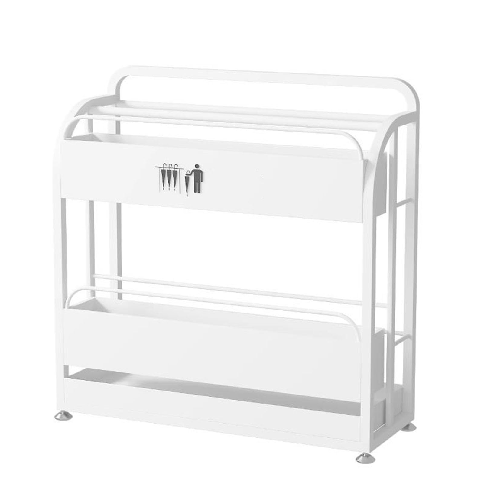 GHHVFEC Commercial Metal Umbrella Stand for Hallway, Entryway, Hotel, School, Cafe - Drip Tray Included, Holds 30-45 Umbrellas, White - 27.6x9.8x27.6 in
