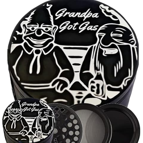 UkGlass Grinder - Four Piece Grinder with Magnetic Top, Shark Teeth & Pollen Catcher - Grinder for Tobacco, Dry Herbs & Spices (50mm) Cover