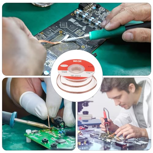 Image of MECCANIXITY Solder Wick Braid No-Clean Desoldering Wick Braid 0.08 Inch Width 5 Feet Length for Remove the Solder Electrical Components 1 Pack