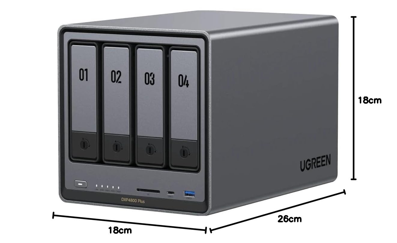 UGREEN NASync DXP4800 Plus NAS System 4-Bay 16TB inkl. 4x WD WD40EFZZ NAS HDD - 4 TB