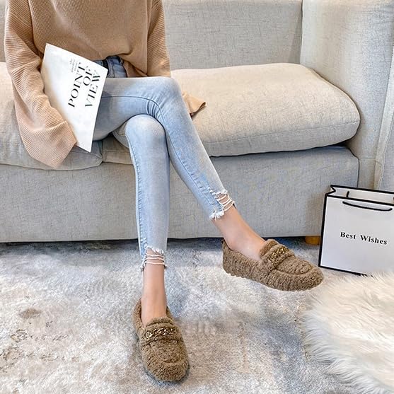 Slip on Loafer for Women Moccasin Slippers Warm Faux Fur Lined Slip on Shoes Women Fuzzy House Shoes for Women4