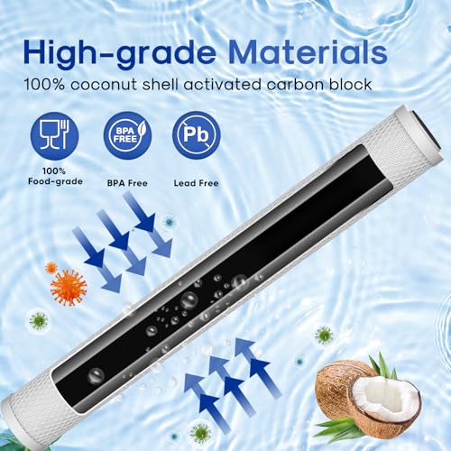 Image of ICEPURE 1 Micron 20 inch x 2.5 inch Whole House CTO Carbon Sediment Water Filter Cartridge Compatible with C1-20, EP-20, HX-CB-25-2010, F3WCB32, Pack of 1
