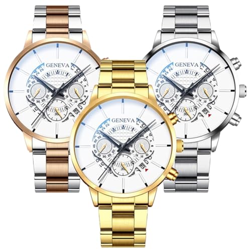 Montre à quartz pour homme avec bracelet en acier en lot de 3