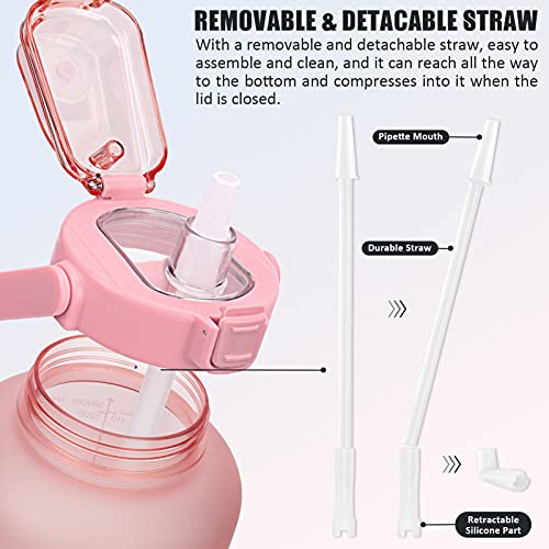 Half Gallon Water Bottle With Sleeve 64 Oz Motivational Water Bottle With Straw & Time Marker To Drink - Leakproof Tritan Bpa Free Sport Water Jug Reusable Insulated Neoprene Men Women For Gym Workout #TOP7