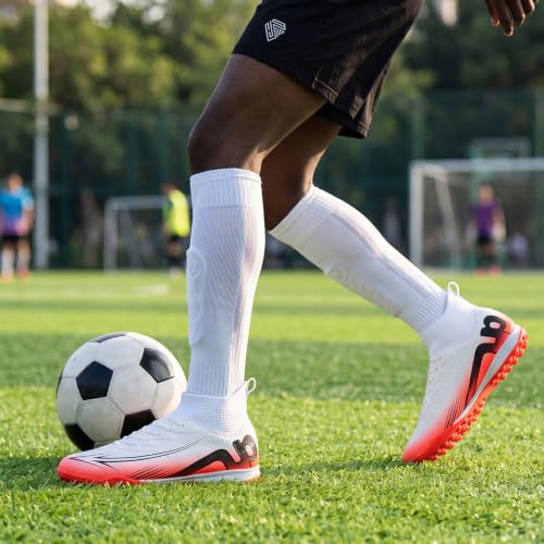 Image of Soccer Cleats for Mens Womens High Tops Lace Up Unisex Football Shoes Indoor Turf Soccer Shoe