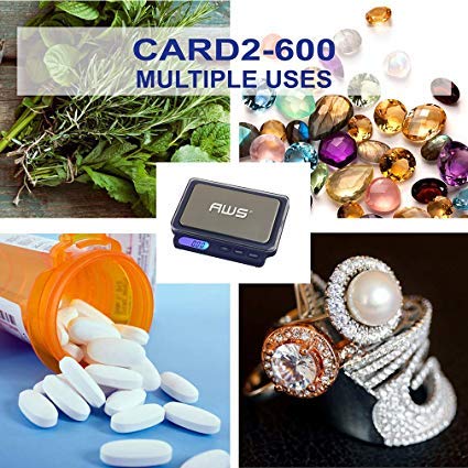 Miniatura 6 de AMERICAN WEIGH SCALES Card Series - Báscula de peso de bolsillo de alta precisión, 600 x 0.00 oz (azul)