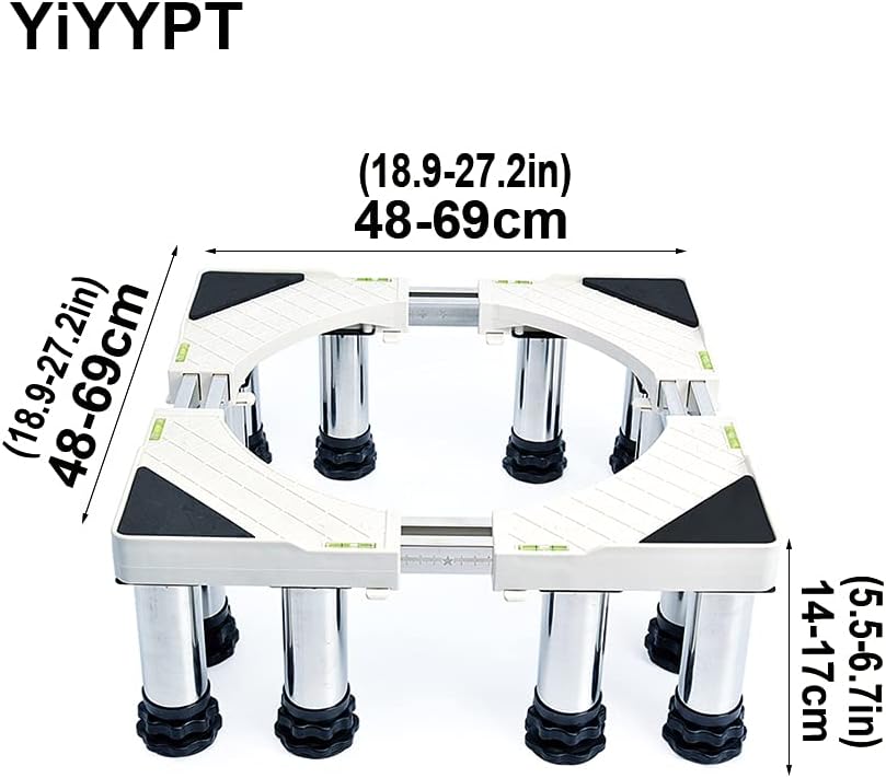多機能洗濯機ベース 調節可能な冷蔵庫スタンド 高さ14-17cm 冷蔵庫 冷凍庫 ユニバーサル 乾燥機、食器洗い機用 長さ/幅48-