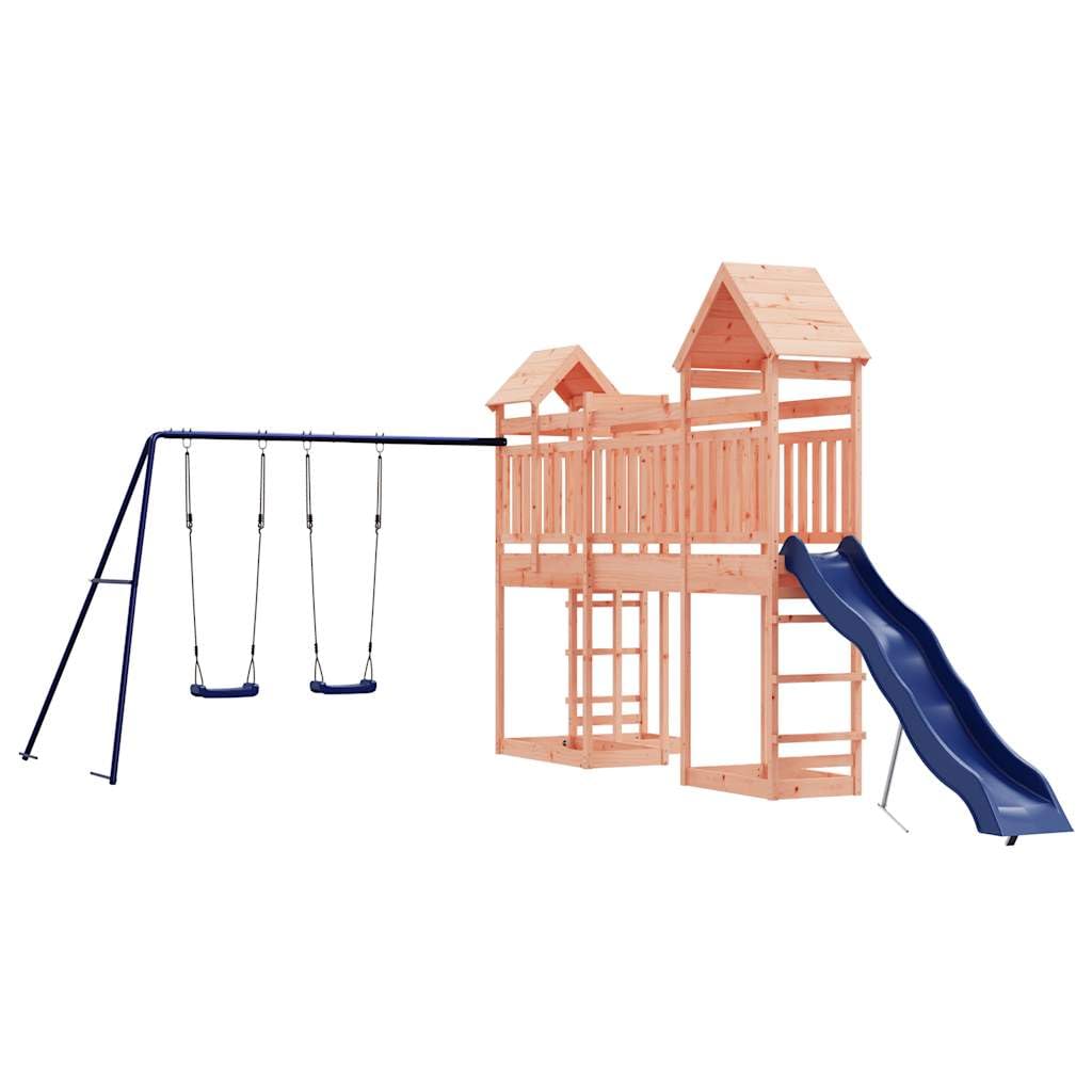 CHARMMA Outdoor Playset Natural Wood,Blue,Swing Sets & Playsets-3156893