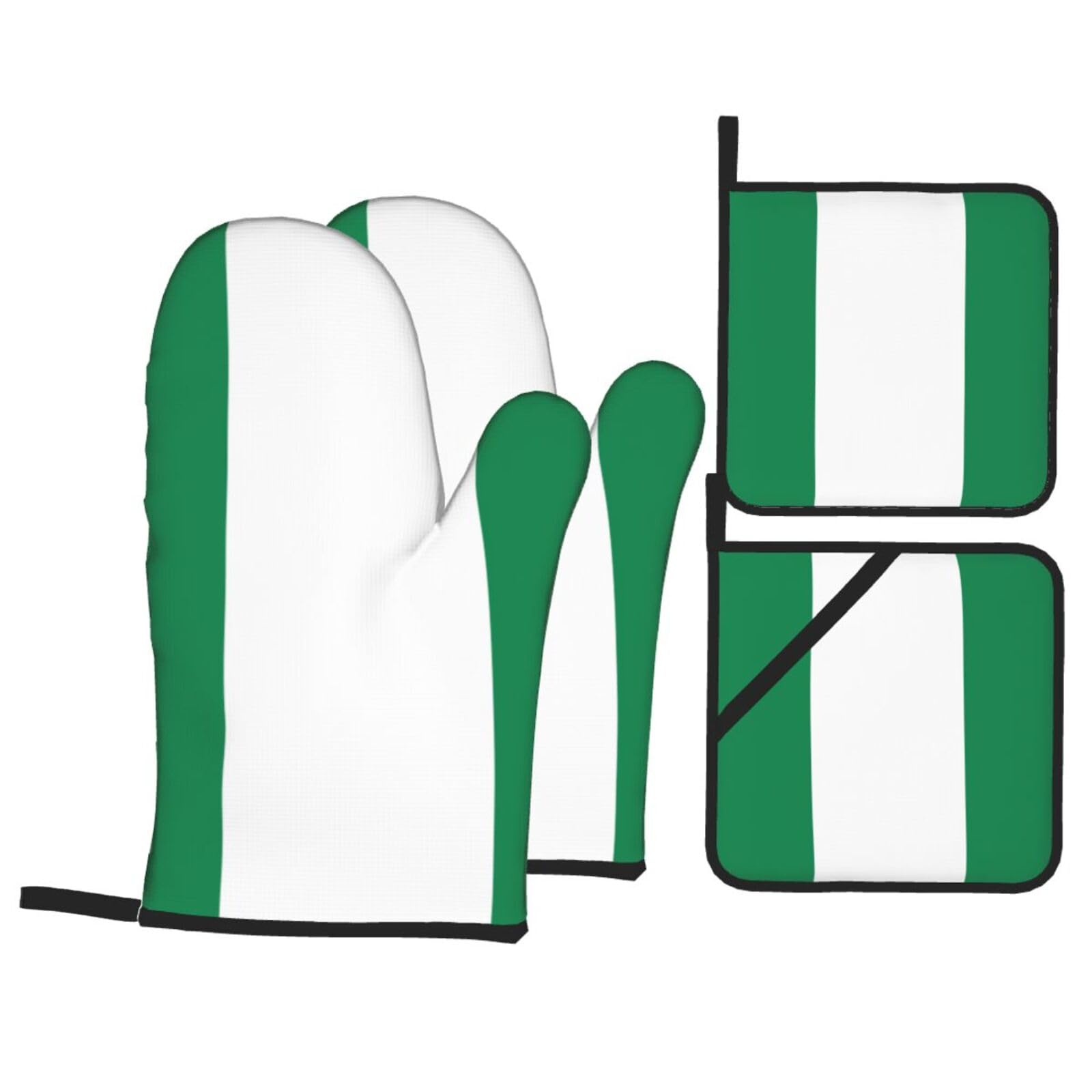 Flag of Nigeria Print Oven Microwaving Waterproof Kitchen Gloves for Baking Grilling Holiday Cooking
