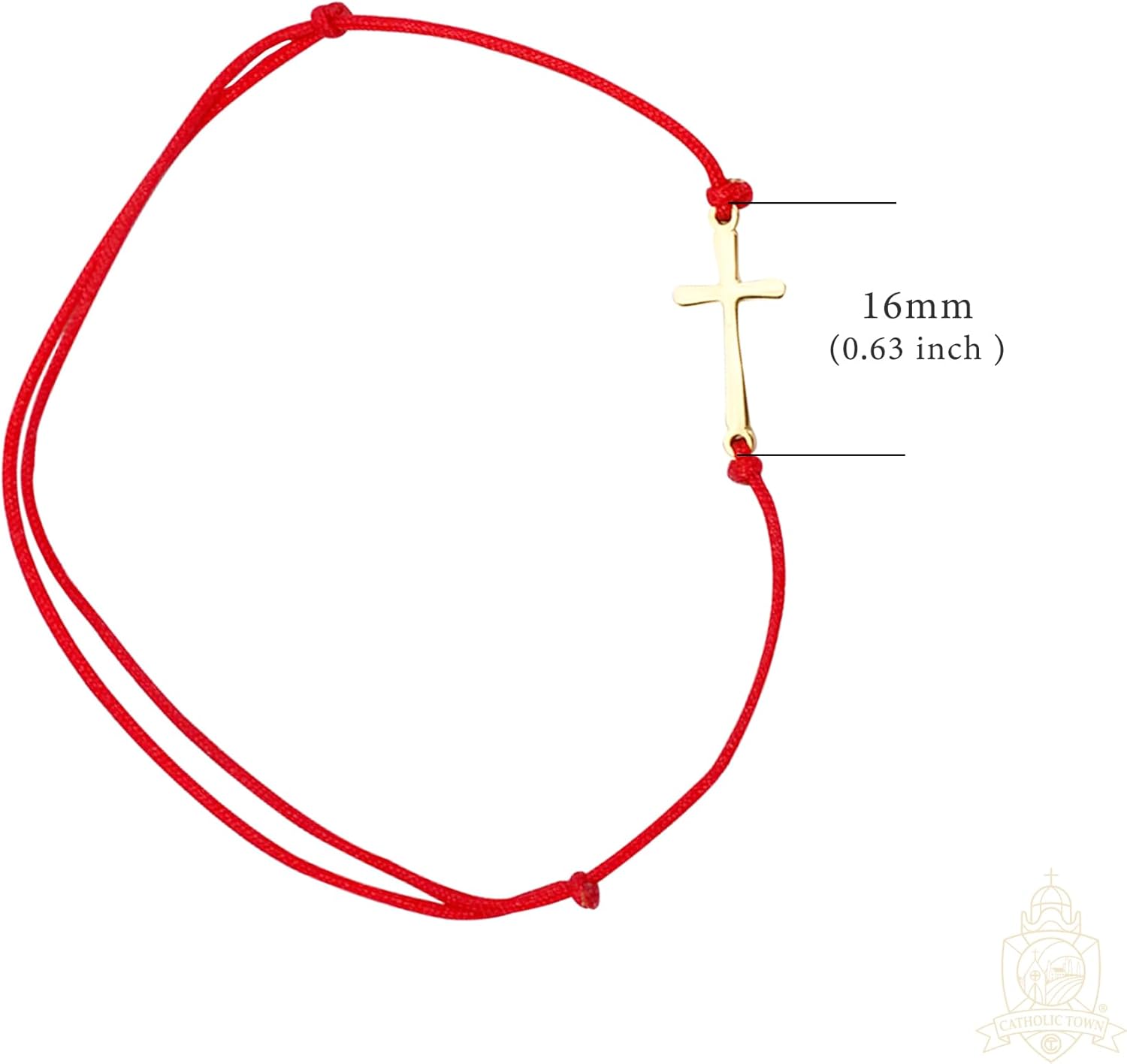 Catholic Town inspirational adjustable red cord bracelet with stainless steel cross (SSBSCROS-REDG) - Image 6