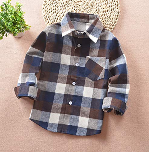 image for MAMAMI Kids Little Boys Girls Baby Long Sleeve Button Down Red Plaid F