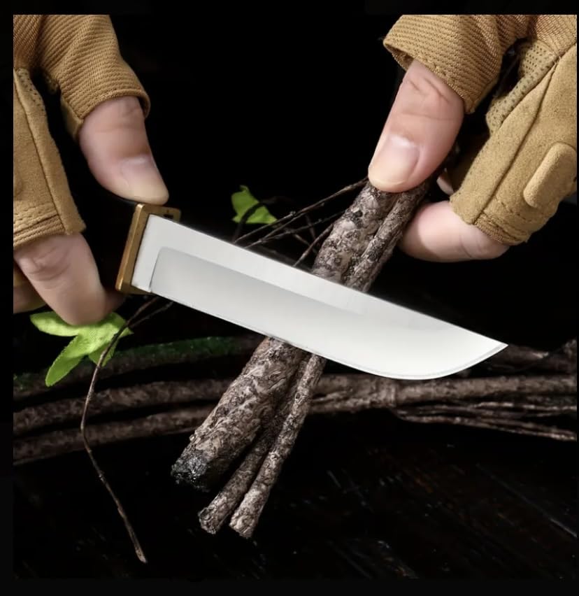 Image of Wizbiz 2-in-1 Dual Blade Kitchen Knife D2 Steel Sharp Blade with Sheath - Ebony Handle Stainless Steel Multipurpose Knife Perfect for Fruit Vegetable Cutting, Gifting