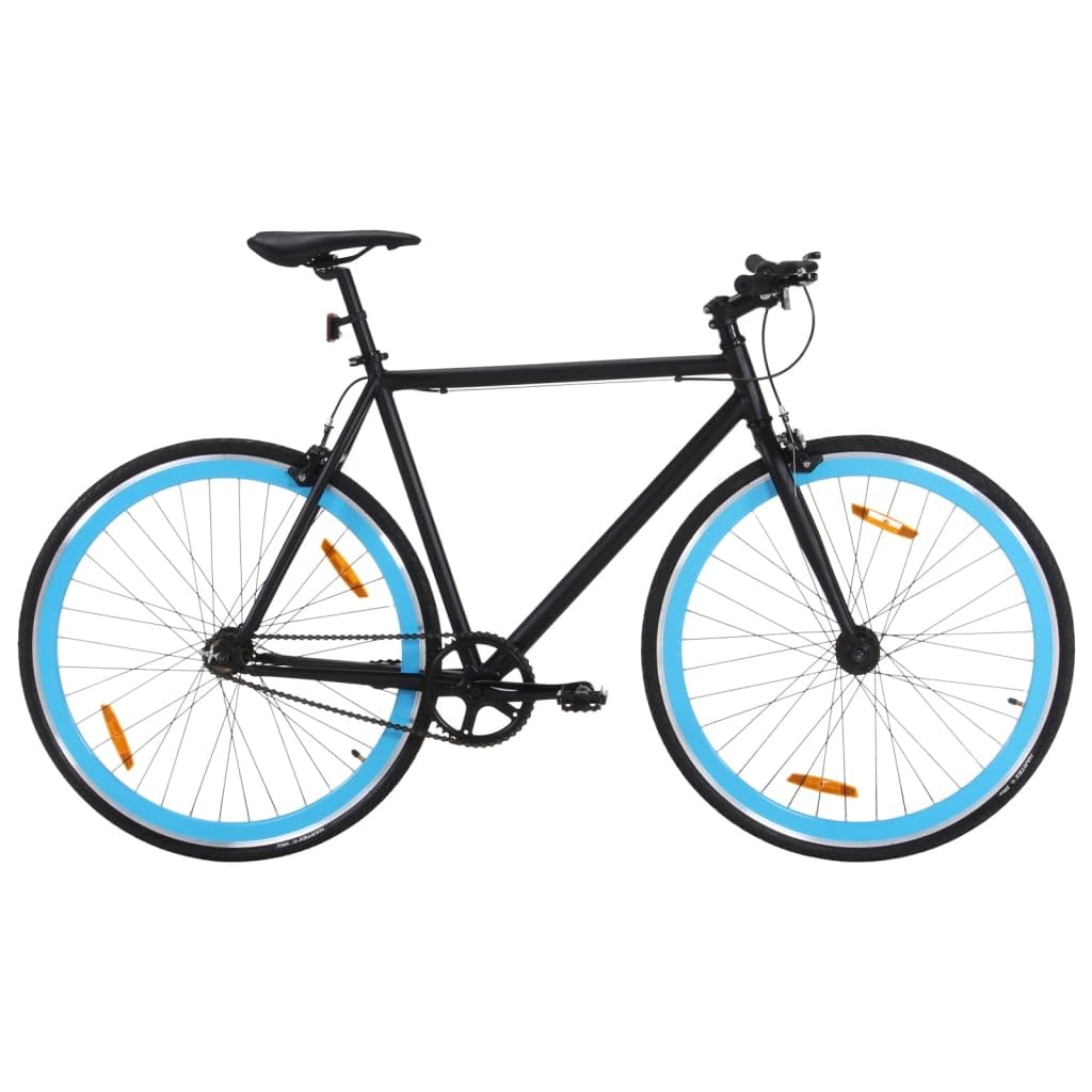Bicicletta a scatto fisso, colore nero e blu, 700c, 51 cm