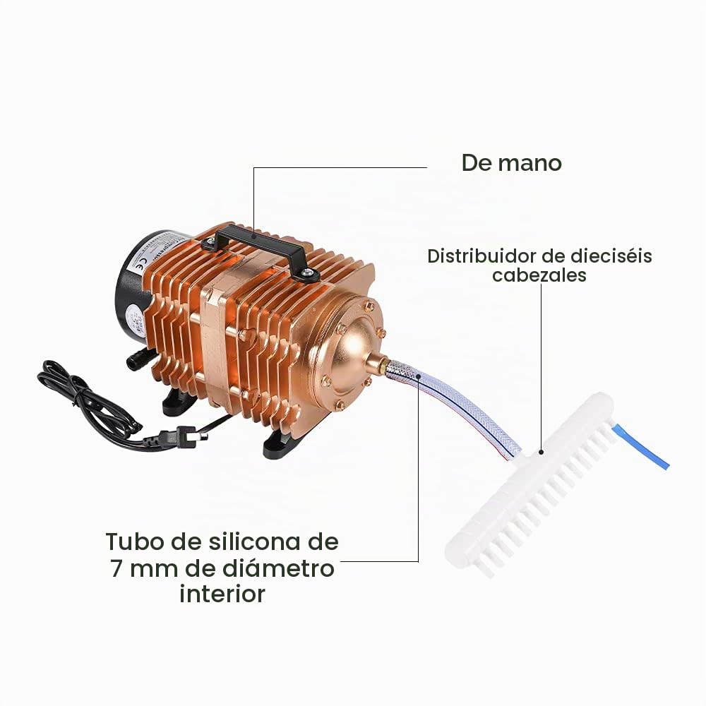 Cloudray 160W Air Compressor Electrical Magnetic Air Pump Compresor de aire magnético eléctrico Bomba de aire por Máquina de cortar grabado con láser de CO2 | Alto Rendimiento De Aire, Funcionamiento De Bajo Ruido, Para Uso Prolongado Y Estable