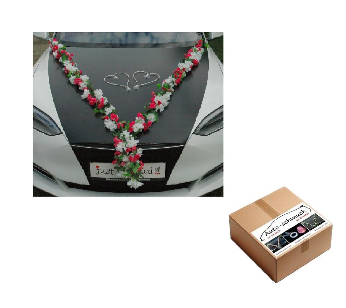 Multibluge Guirlande de mariés avec roses orchidées, camélia, décoration de mariage, voiture, guirlande de décoration pour voiture (rose)