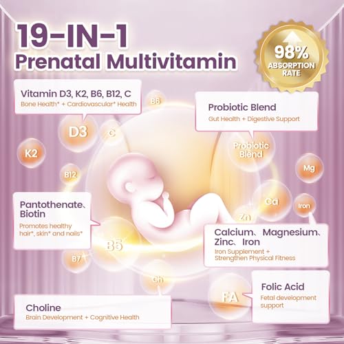 Image of VivoNu 19 in 1 Prenatal Multivitamin, 1200 Softgels Prenatal Vitamins, Lemon Flavor, Before, During & Post Pregnancy with Folic Acid, Probiotic, Biotin, Zinc, Vitamin D3, K2, B6, B12, C & More, 4 Bag