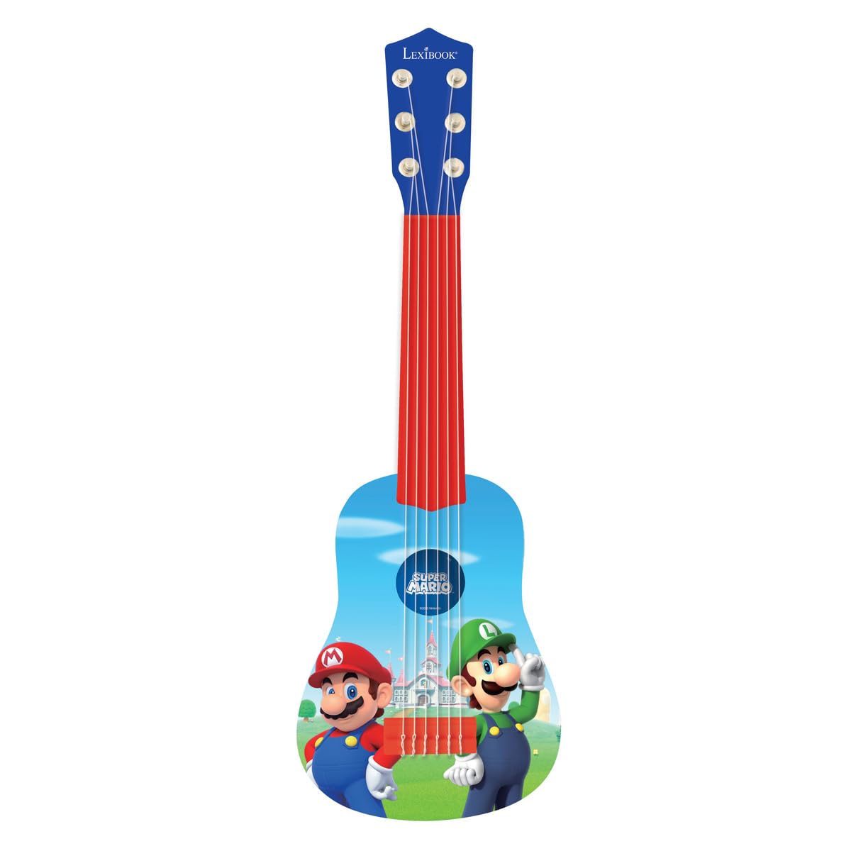 Lexibook Nintendo Mario Luigi My First Guitar, 6 Strun Nylonowych, 53 cm, Przewodnik w Zestawie, Niebieski, Czerwony, K200NI