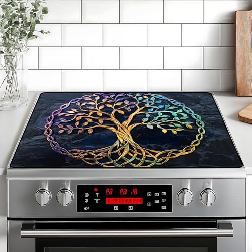 Stove Top Cover for Home Decoration Kitchen Pad Non-Stick Washable Cooktop Covers Countertop Protector Keep Stove Clean 28"x20" (Tree of Life) by BVBOX - Used condition - US$13.67