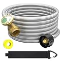 GardenNow Upgraded 12 FT Propane Tank Extension Hose Braided with Gauge, QCC1/Type 1 Tank Extension Hose, Acme to Male QCC/POL Fitting, Leak Detector Replacement for Propane Tank Appliances, Gas Grill