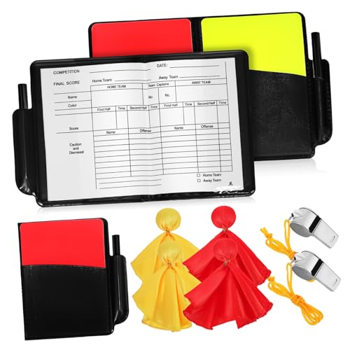 HANABASS 1Set Soccer Referee Cards Red Yellow Cards Whistles for Sports Games Professional Referee Flags Kit for Accurate and