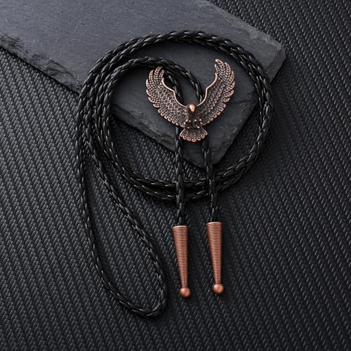 Image of HUABOLA CALYN Bolo Tie for Men Women, Native American Turquoise /Longhorn Bull /Eagle /Horse Bolo ties,Western Tie Costume
