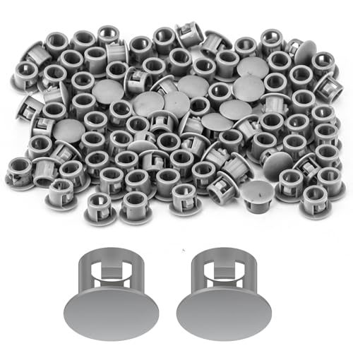 Image of 100PCS 1 /4 inch Grey Plastic Plugs Hole, Round PA66 Plug Furniture Hole Decorative Cover