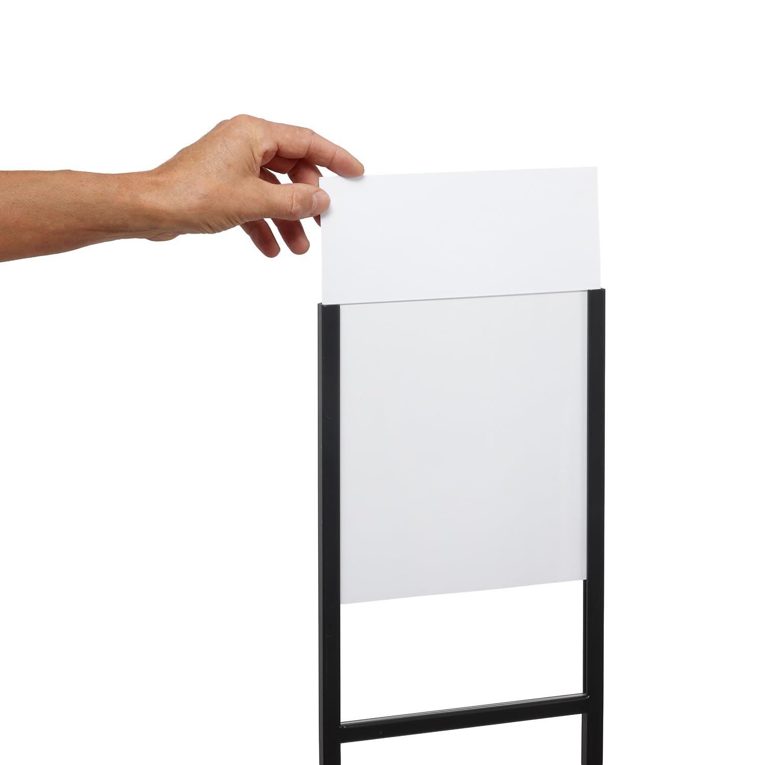 EUROPEL Porte Affiche A4 - Support Affiche sur Pied en Métal Noir avec Insert Acrylique Transparent - Porte Menu Durable et Élégant pour Restaurants, Bureaux, Réceptions
