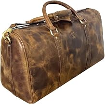 Leather Duffle Bag for Men - Full Grain Leather Travel Bag - TSA Approved Carry On Weekender Overnight Duffel Bag 20 inch