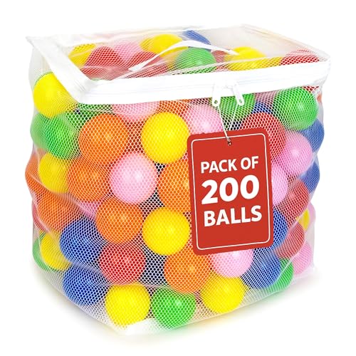 Play Balls for Ball Pit, Plastic Crush Proof, Phthalate & BPA Free, Assorted Colors (200 Balls)