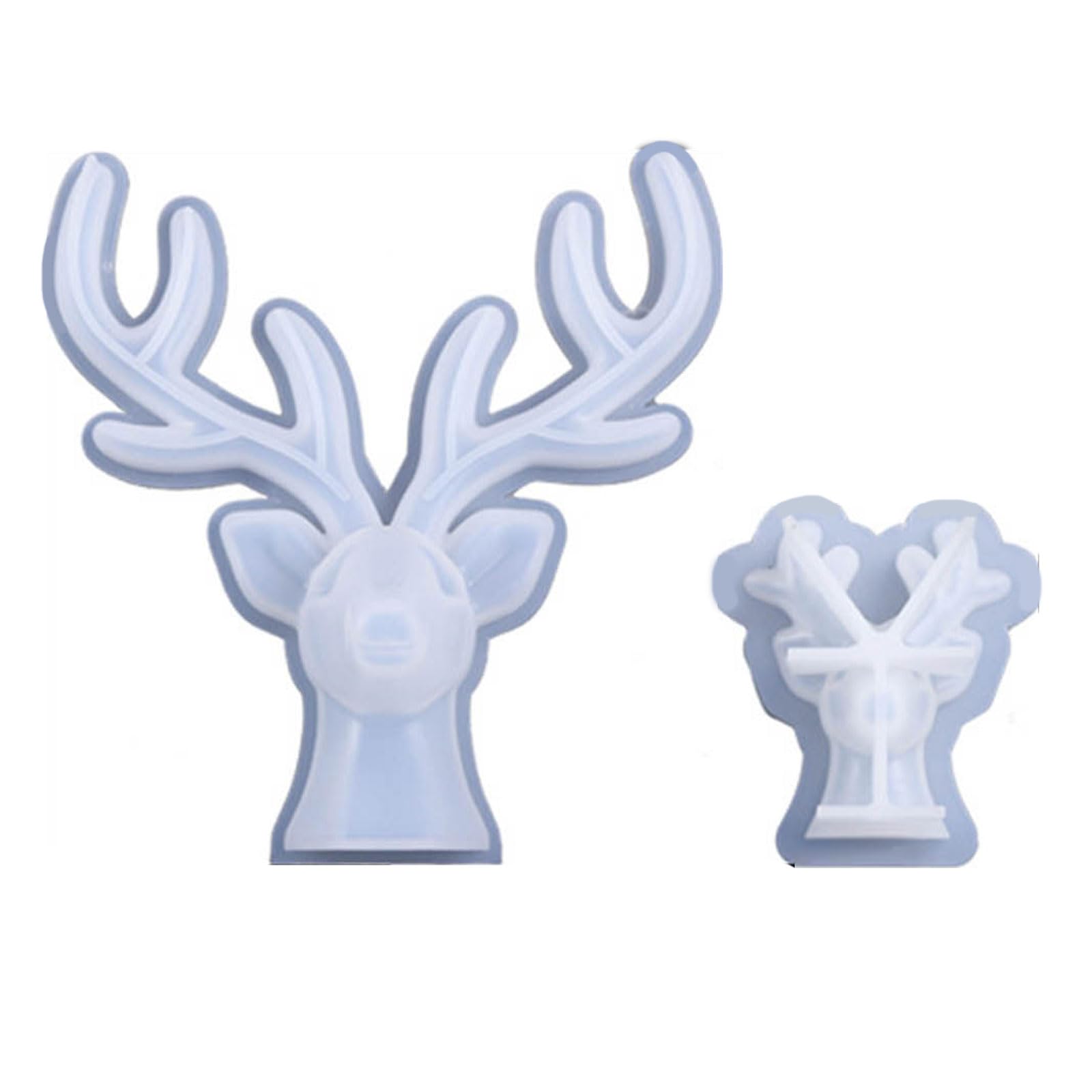 hogtnd 2 x Cute Deer Silicone Moulds, Christmas Elk Casting Moulds, Ornaments, Candles, Desktops, Decorations, Plaster, Silicone Mould, Christmas Elk Casting Moulds, Deer Resins, Moulds, Table