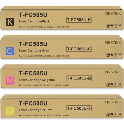 FIRSTINK Cartuchos de tóner T-FC505U de alta capacidad TFC505U T-FC505U-K T-FC505U-C T-FC505U-M T-FC505U-Y Toner compatible con impresora E-Studio 2505AC 3005AC 3505AC 4505AC 5005AC