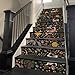 REDAMANCY Vintage Dark Black Animals Forest Rabbits Deer Peel and Stick Vinyl Stair Riser Decals Staircase Tile Stickers Decor Modern Marble Decoration Self-Adhesive(14 Pcs)