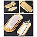 [2pk] Gold Decorative Tray, Perfume Bathroom Jewelry Vanity Mirror Candle Trinket Towel Pallet, Small Metal Stainless Steel Tray, Oval, XL 9 x 3.7 x 0.5 in