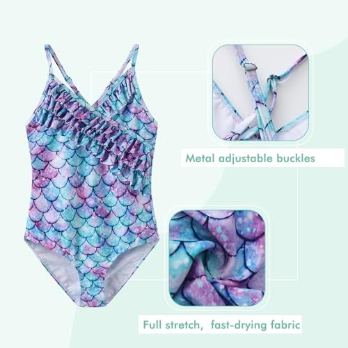 Image of Moon Tree Girls One Piece Swimsuits Ruffle Swimwear Beach Bathing Suit 2-14 Years