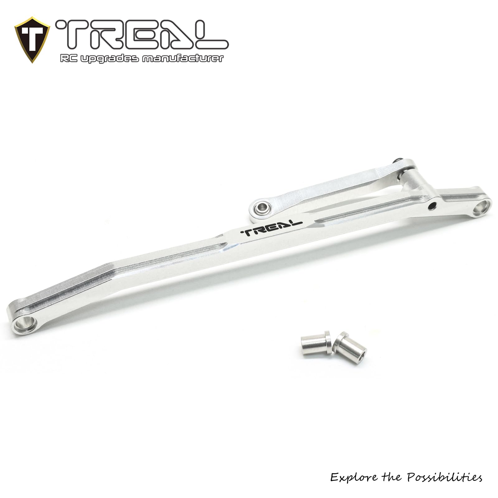 TREAL Aluminum 7075 Steering Tie Rod and Drag Link Front Steering Linkages Set for 1/18 Mini LMT(Silver)