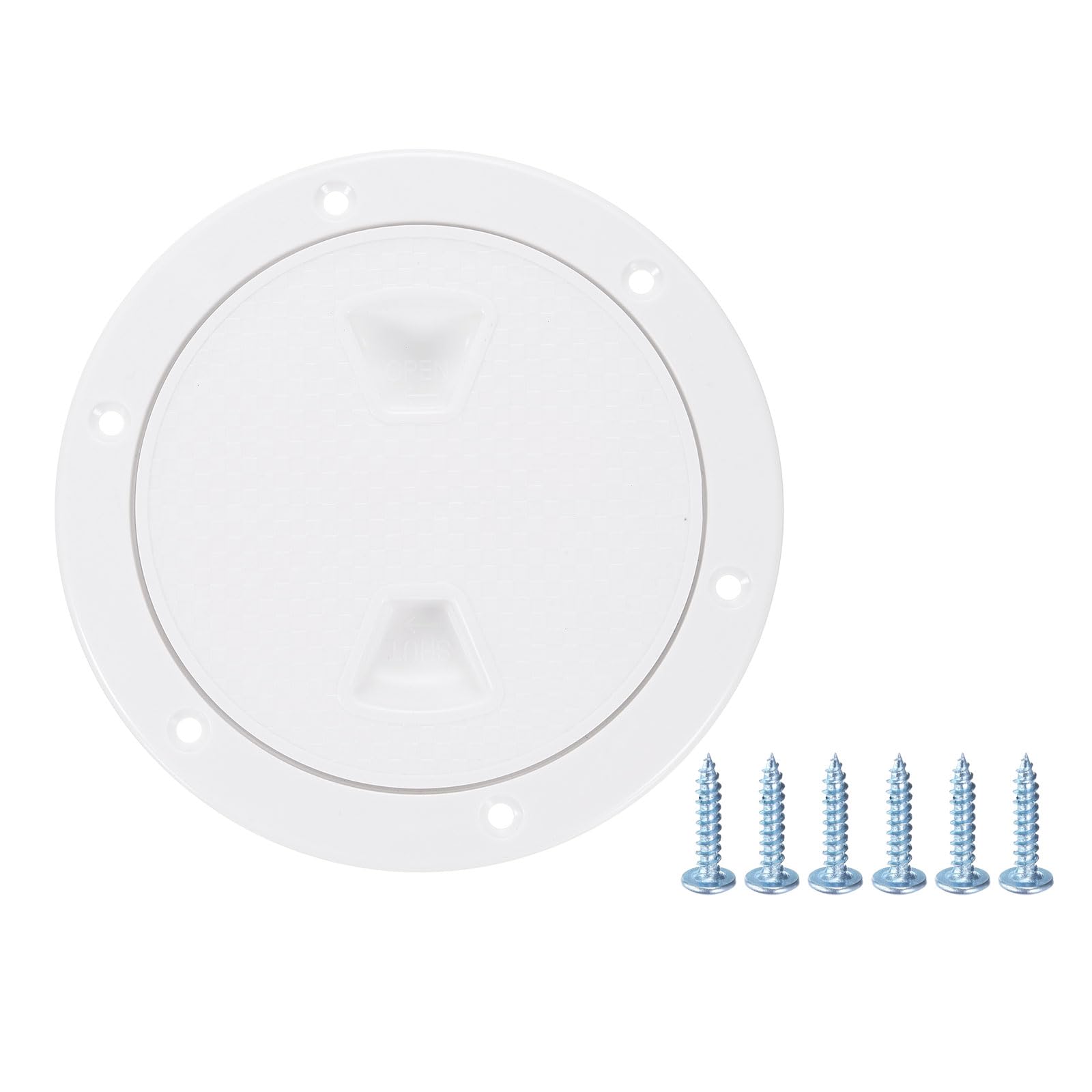 sourcing map Boat Hatch, 4" Round Non Slip Plate Inspection Deck Access Hatch & Lid, Detachable Cover with Screws for Marine Boat Yacht Ships, White