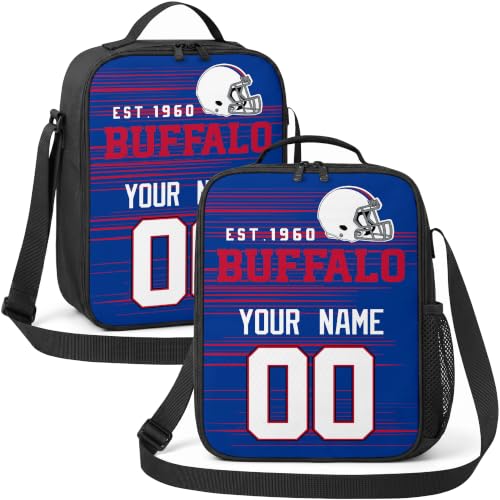 Image of Buffalo Lunch Bag Custom Name and Number Personalized Gifts | Custom Personalized Lunch Box for Men Women